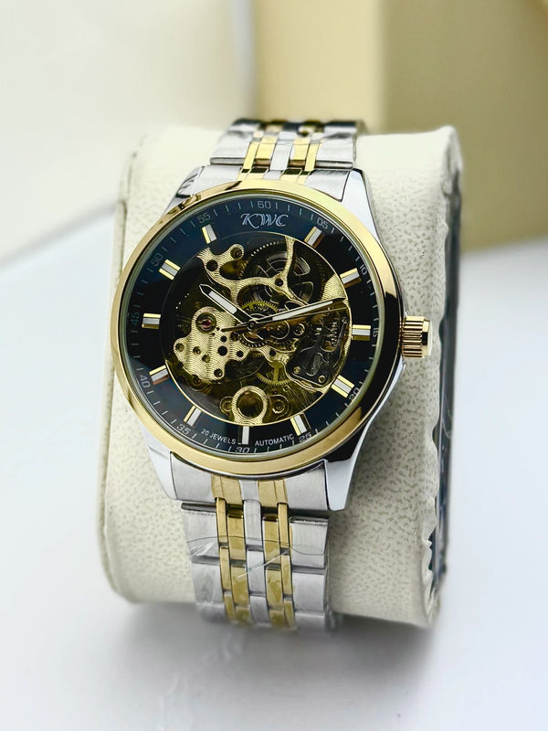 Kwc- Open-Heart Skeleton Mechanical Watch
