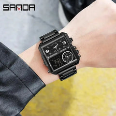 SANDA Brand Watch For Men's Triple Time Water Proof